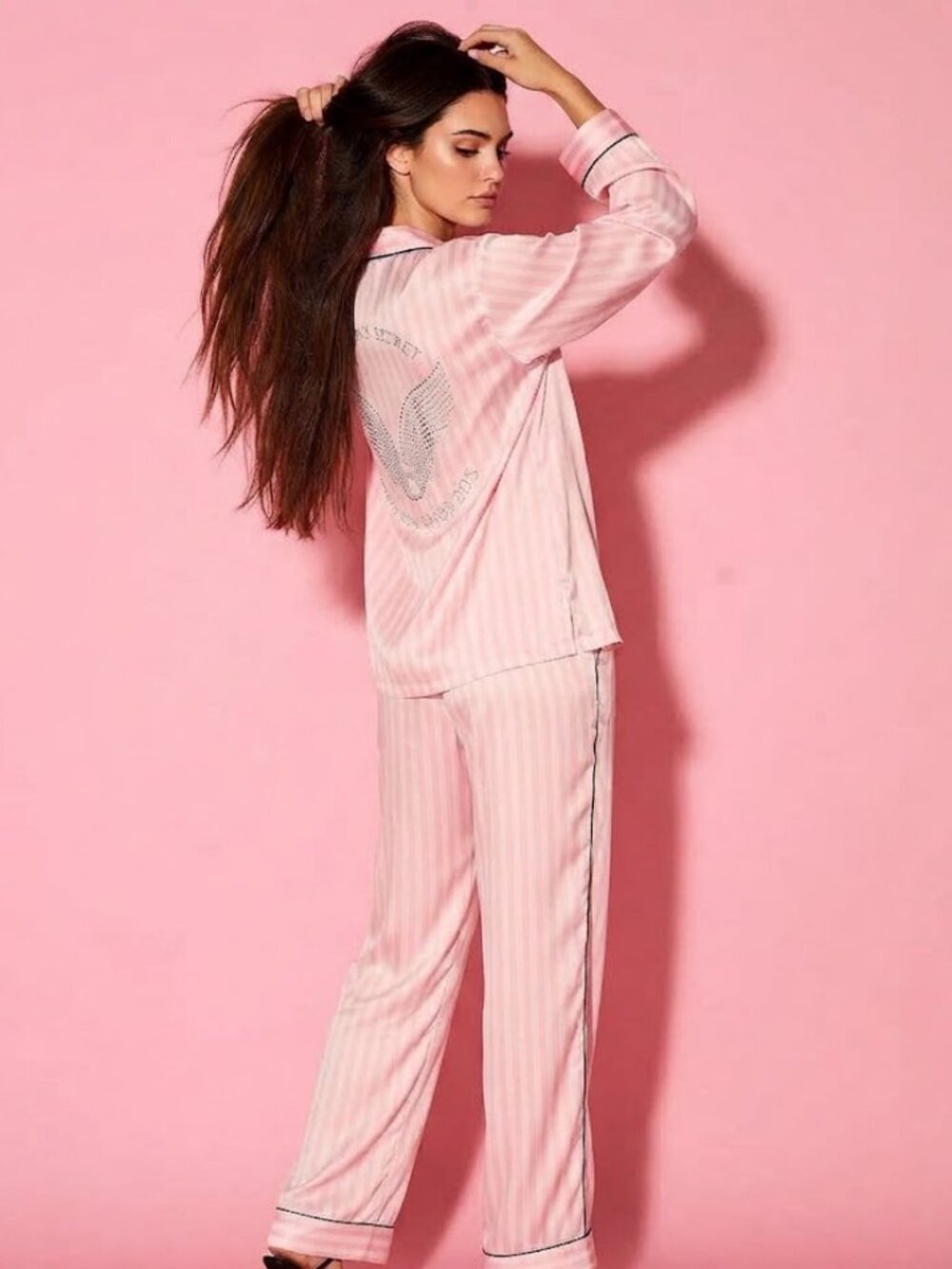 Victoria's Secret Large Fashion Show Sparkle Long Pajama Set w/ Angel Wings NWT